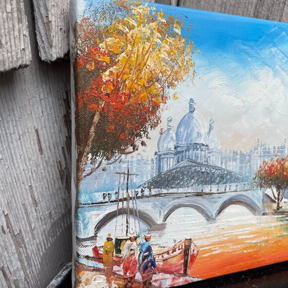 Paris Eiffel Tower Views Painting Oil on Canvas Original Pont Alexandre Bridge - Picture 2 of 5